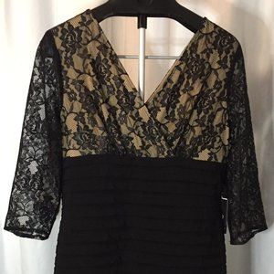 Adrianna Papell Black Lace/Black Formal Dress 14
